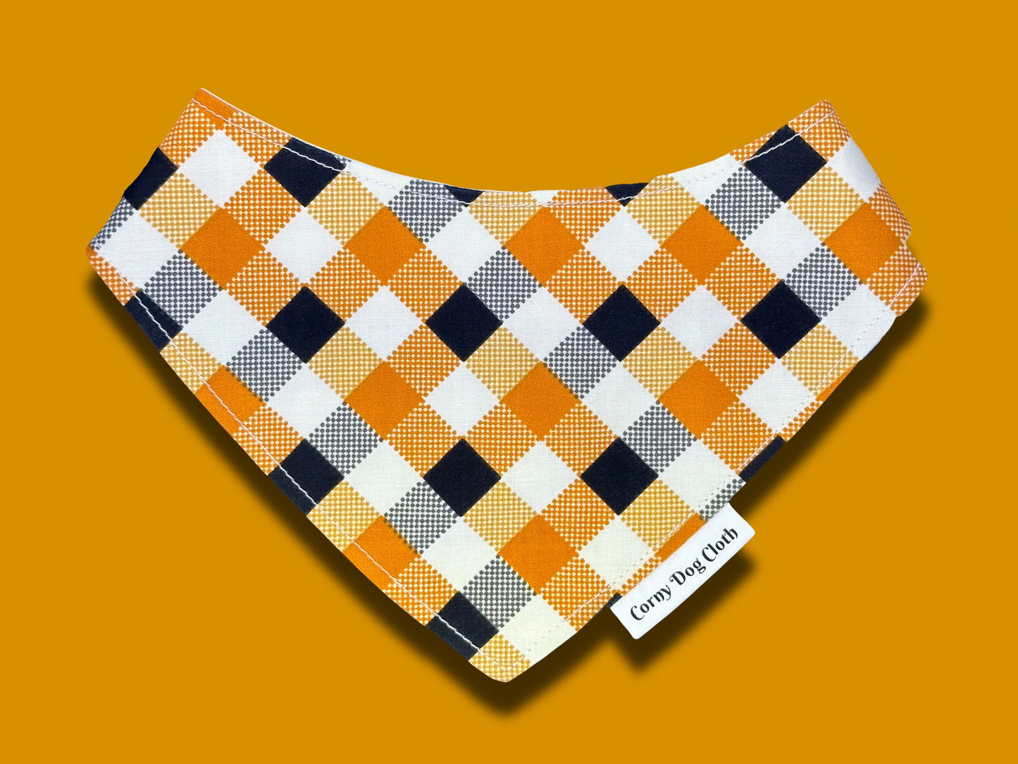 Checkered Pup Orange Custom Bandana