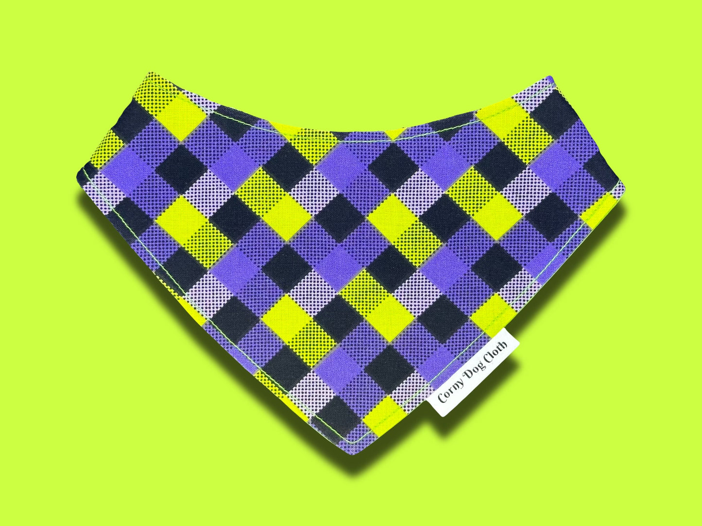 Checkered Pup Purple Custom Bandana