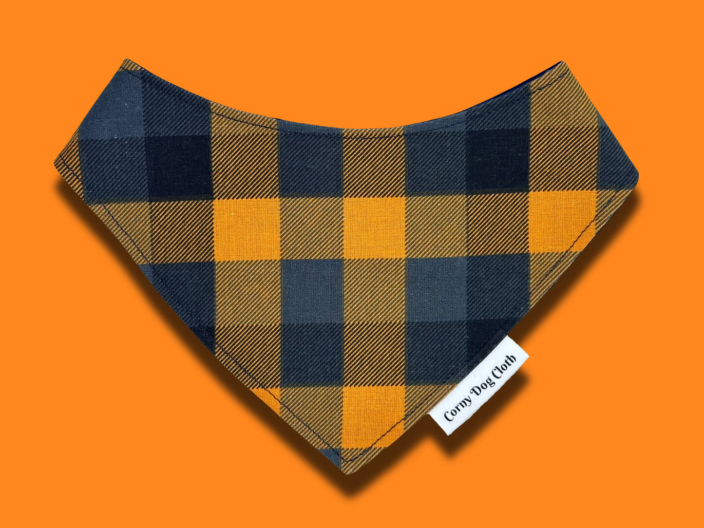 Plaid Orange and Midnight Custom Bandana