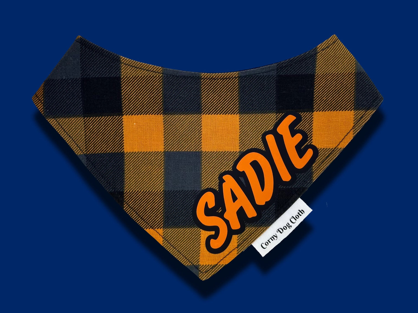Plaid Orange and Midnight Custom Bandana