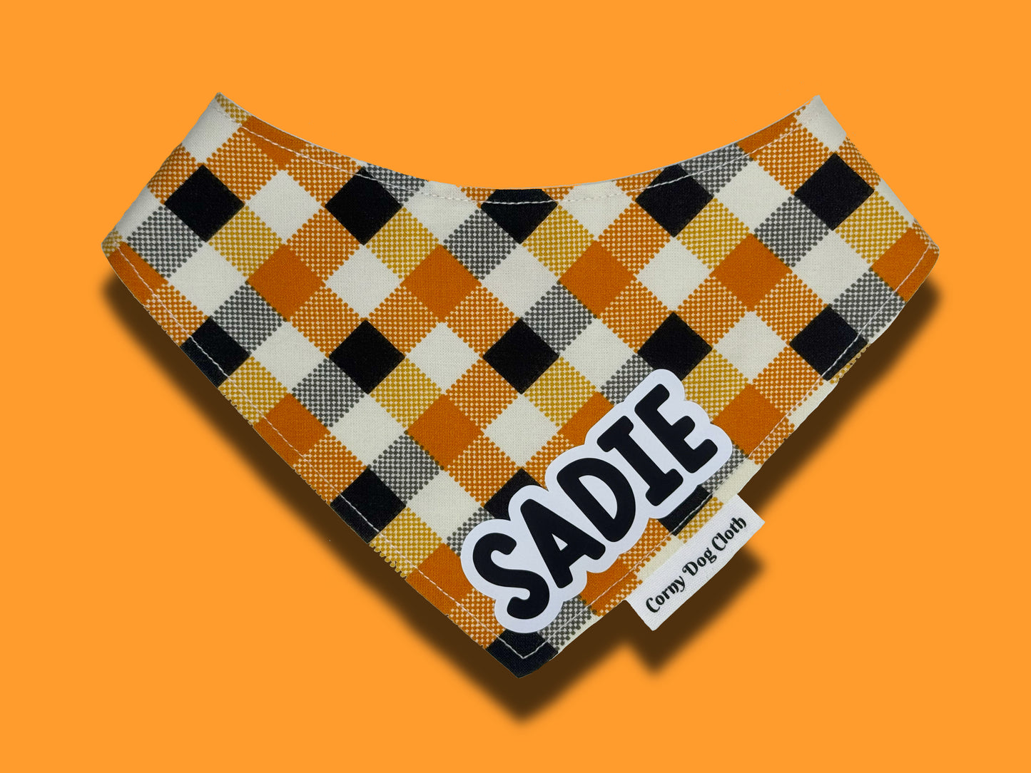 Checkered Pup Orange Custom Bandana