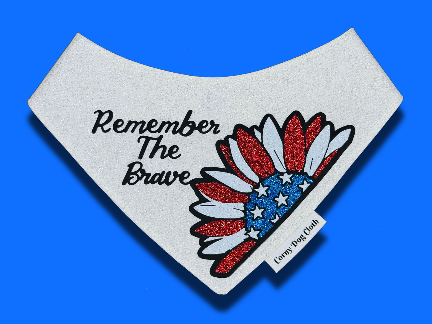 Remember The Brave White Glitter Bandana