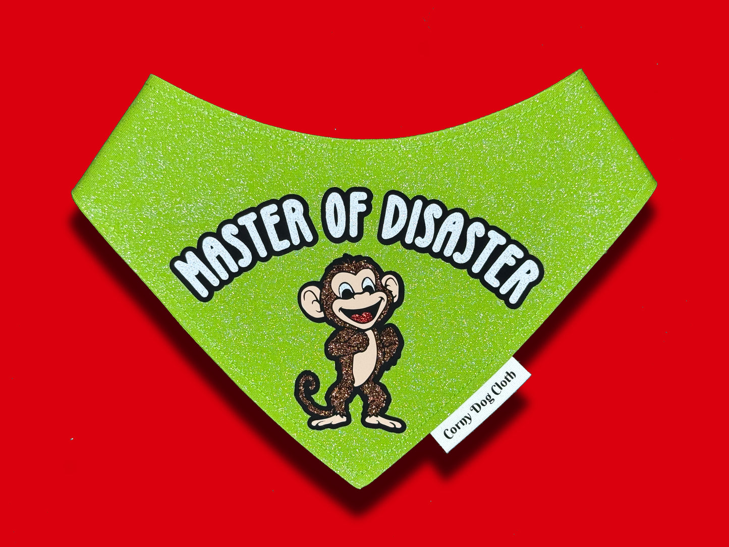 Master of Disaster Green Glitter Bandana