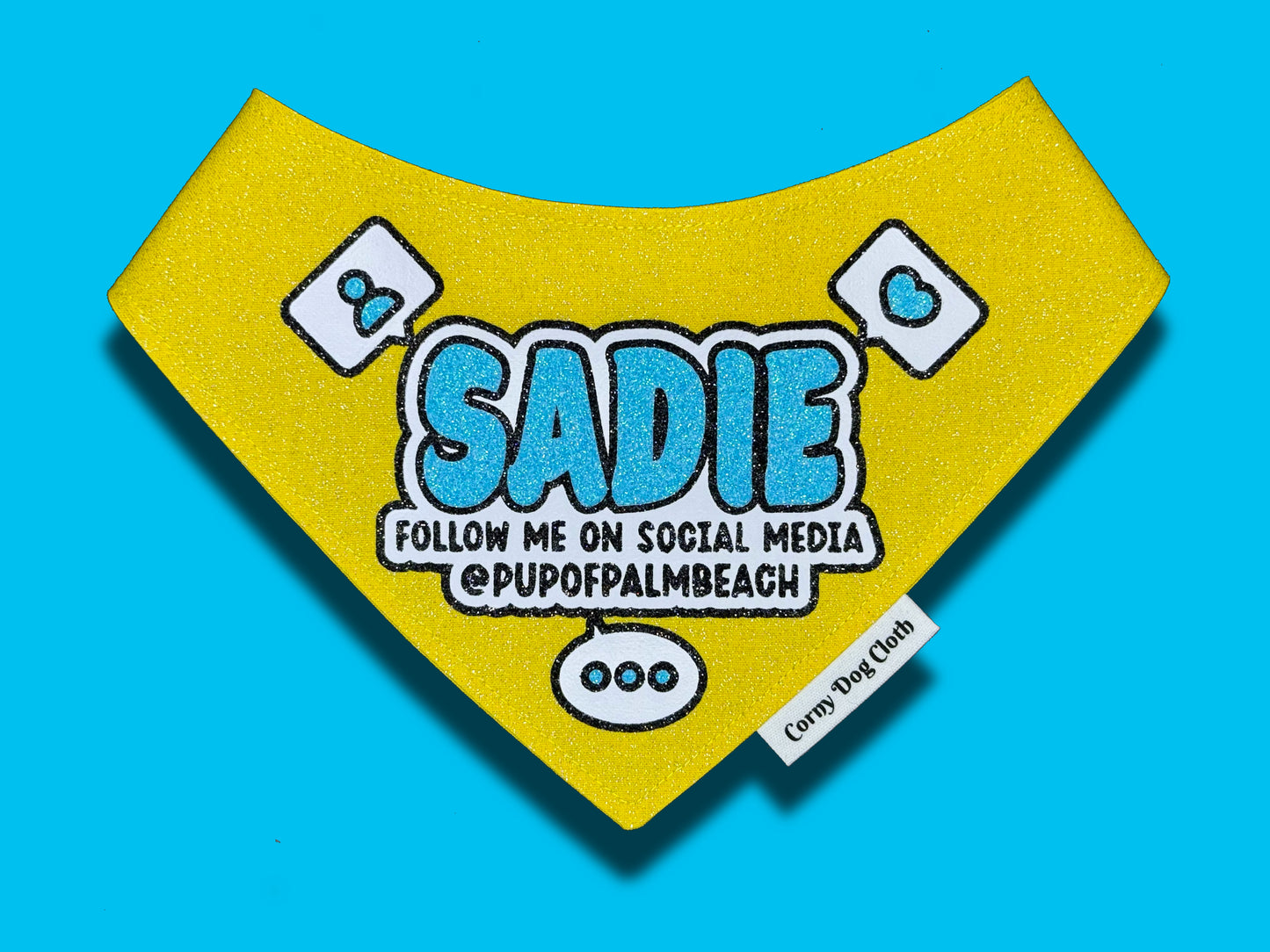 Social Media Yellow Glitter Bandana