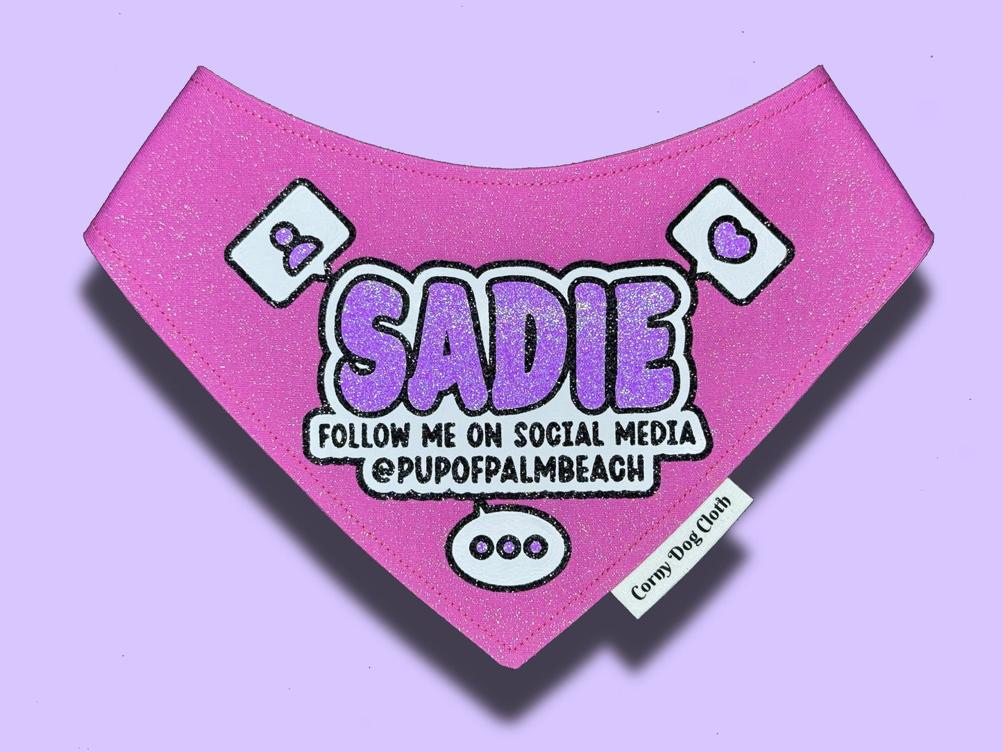 Social Media Pink Glitter Bandana