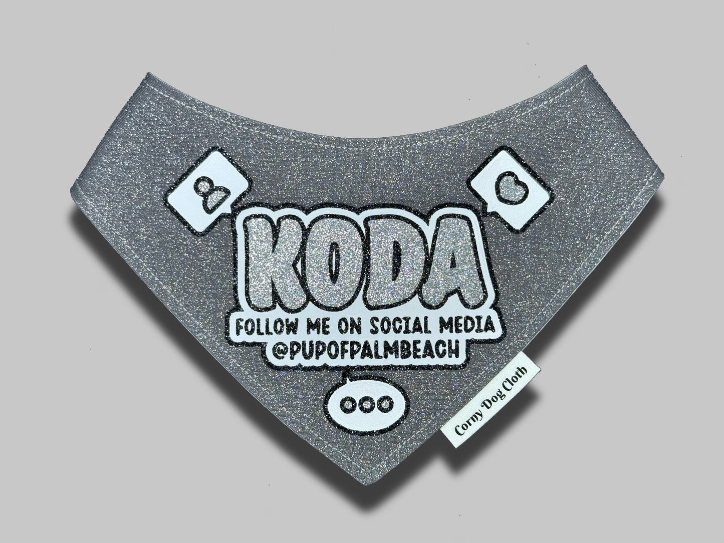 Social Media Gray Glitter Bandana