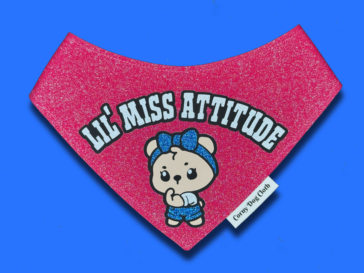 Lil' Miss Attitude Raspberry Glitter Bandana