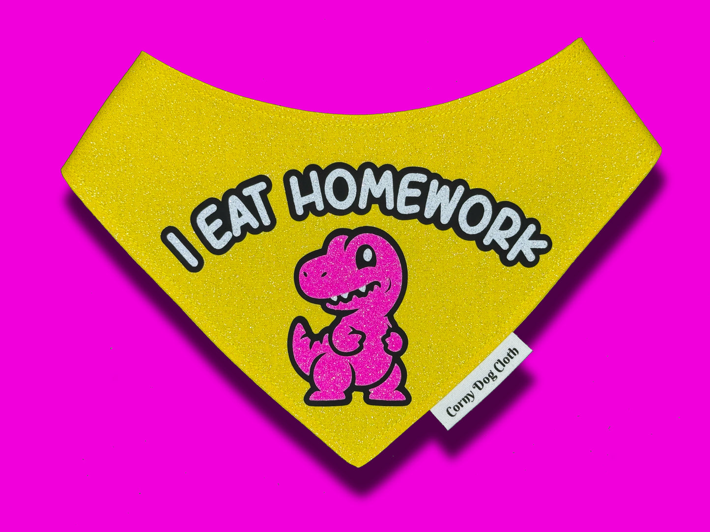 I Eat Homework Yellow Glitter Bandana