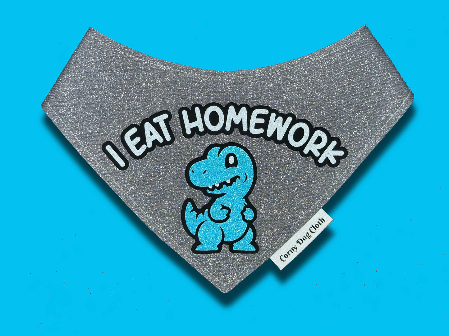 I Eat Homework Gray Glitter Bandana
