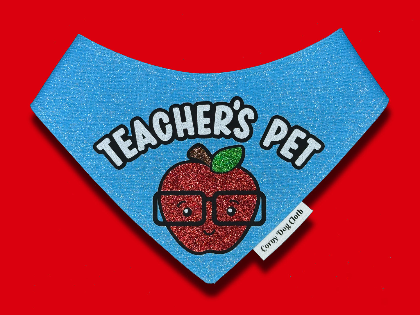 Teacher's Pet Blue Glitter Bandana