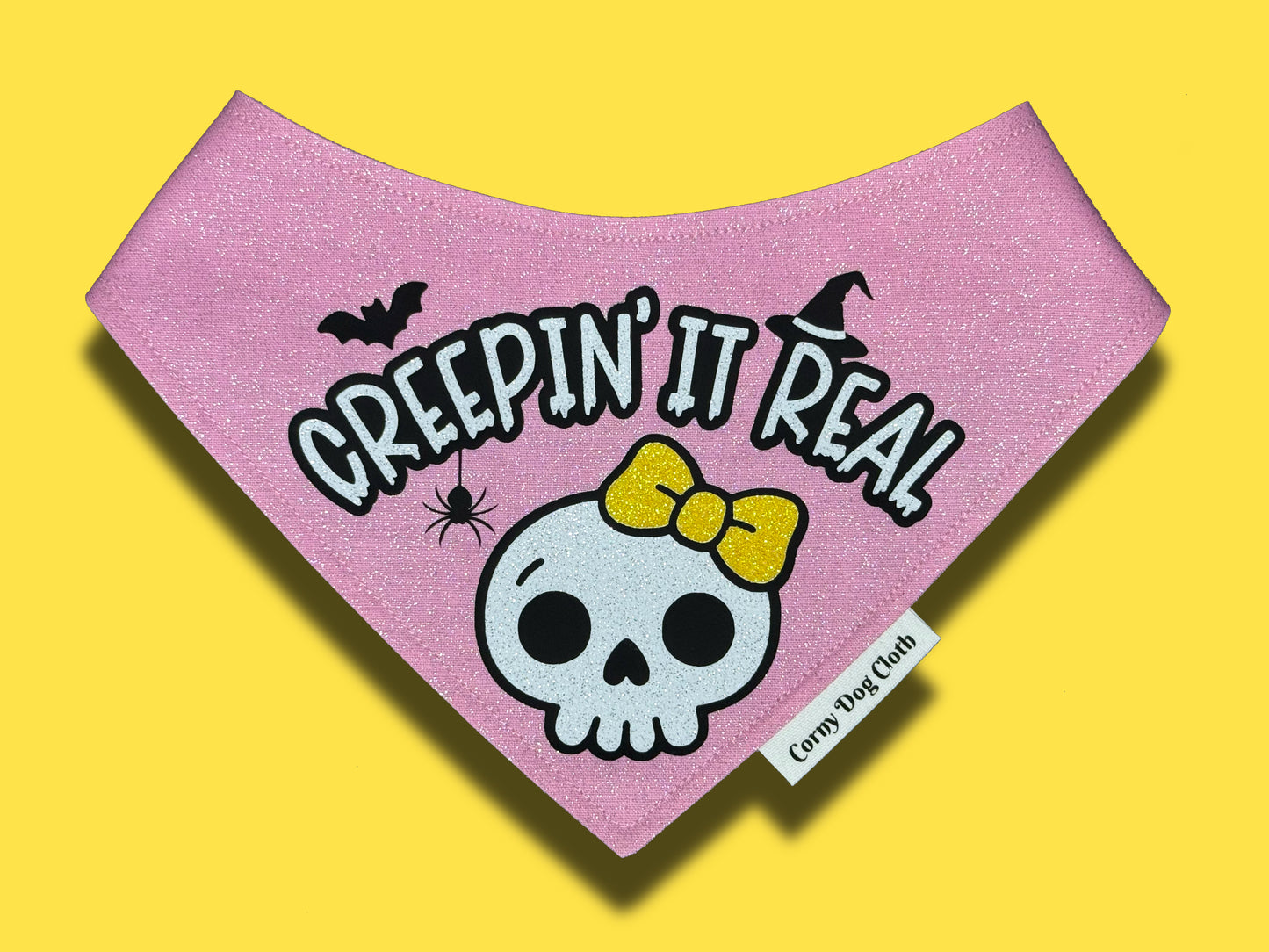 Creepin' it Real Light Pink Glitter Bandana