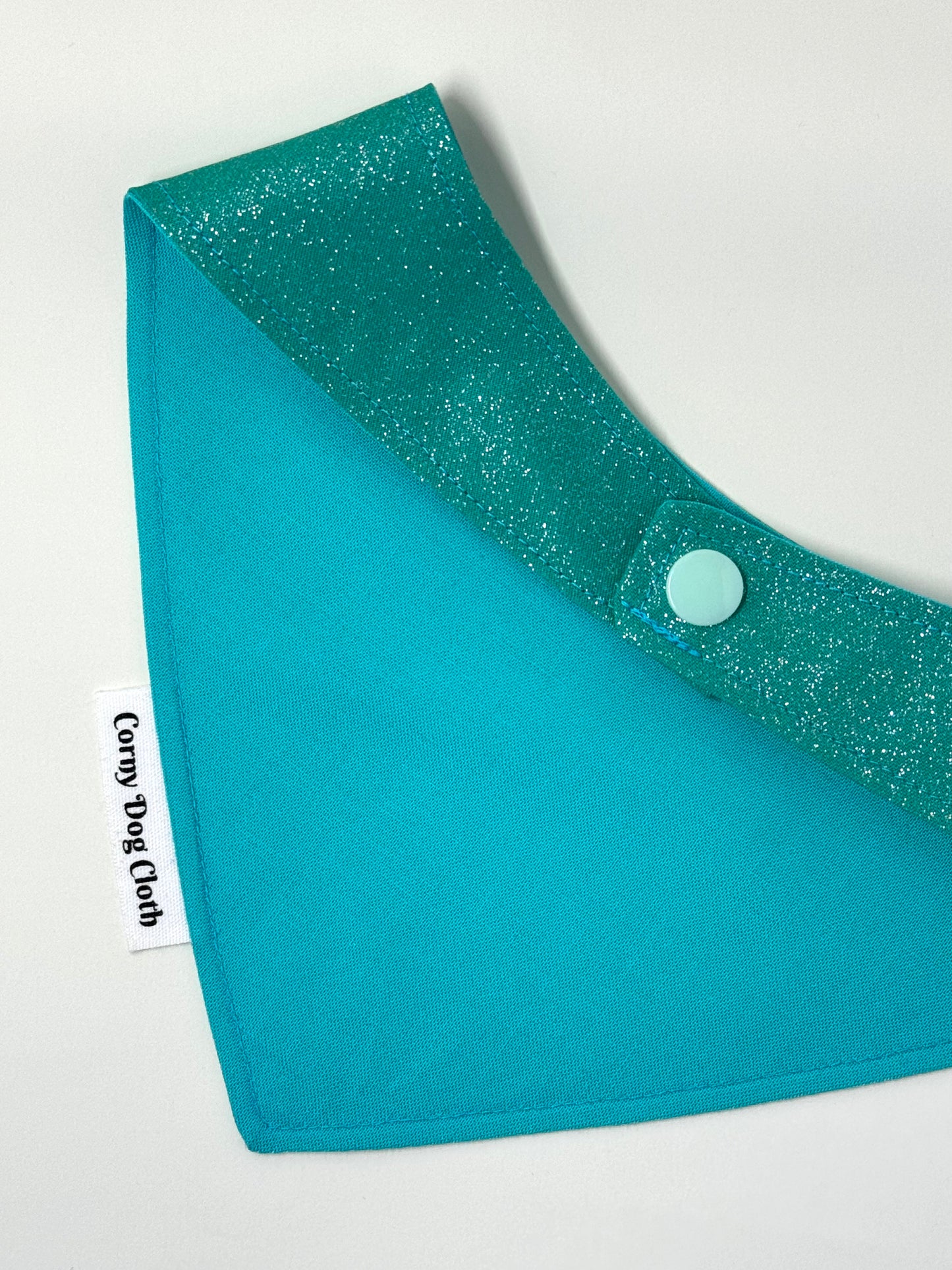 Influencer Pup Add a Number Teal Glitter Bandana