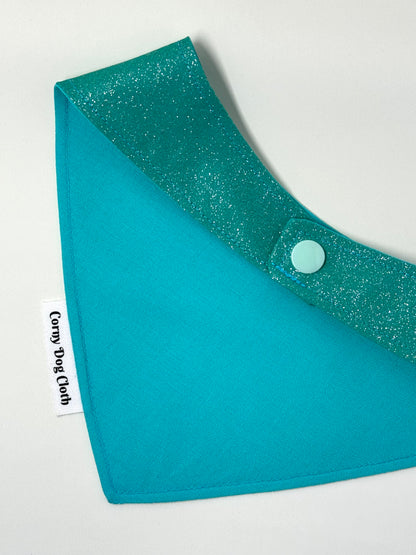 Influencer Pup Add a Number Teal Glitter Bandana