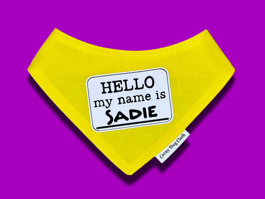 Hello My Name is Personalized Yellow Bandana