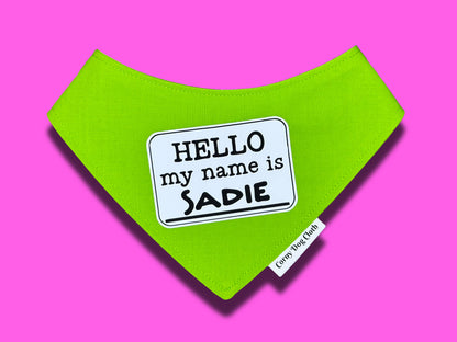 Hello My Name is Personalized Green Bandana