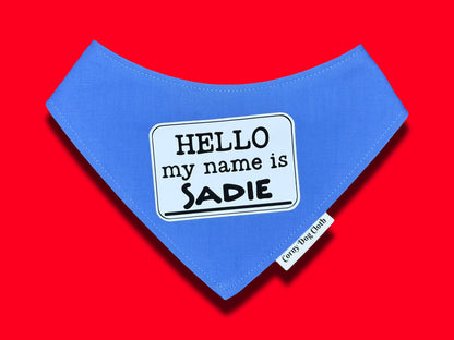 Hello My Name is Personalized Baby Blue Bandana
