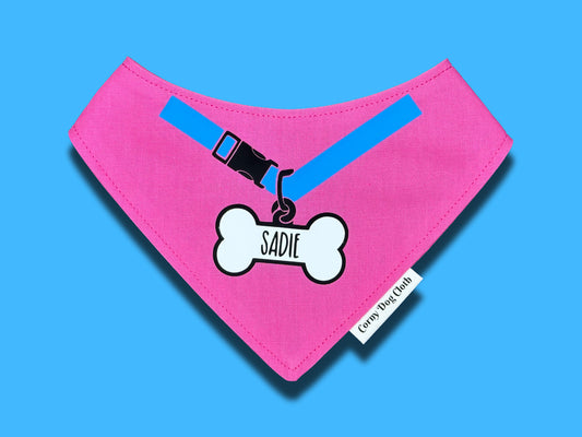 Dog Tag Personalized Pink Bandana