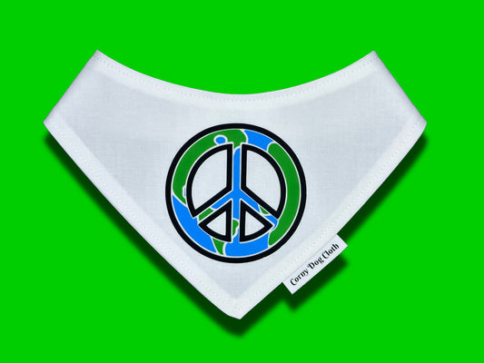 Peace Sign World White Bandana