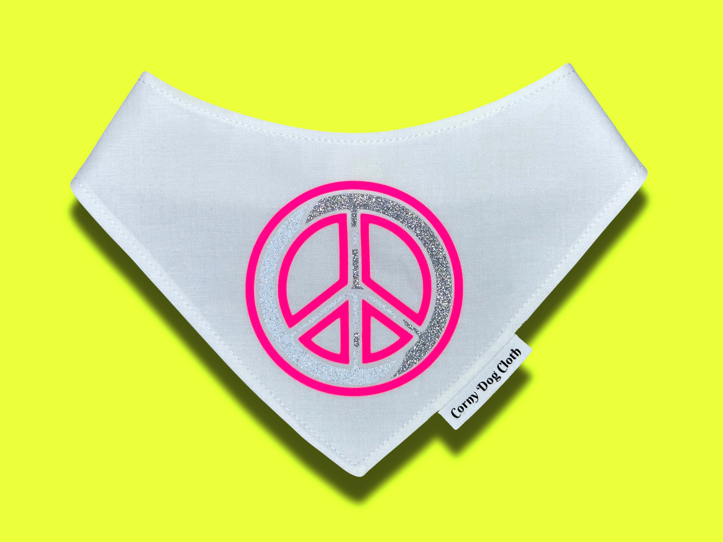 Peace Sign Neon White Bandana