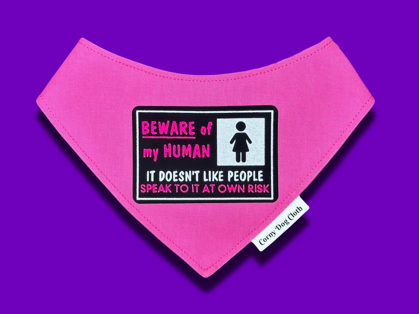 Beware of My Human Pink Bandana