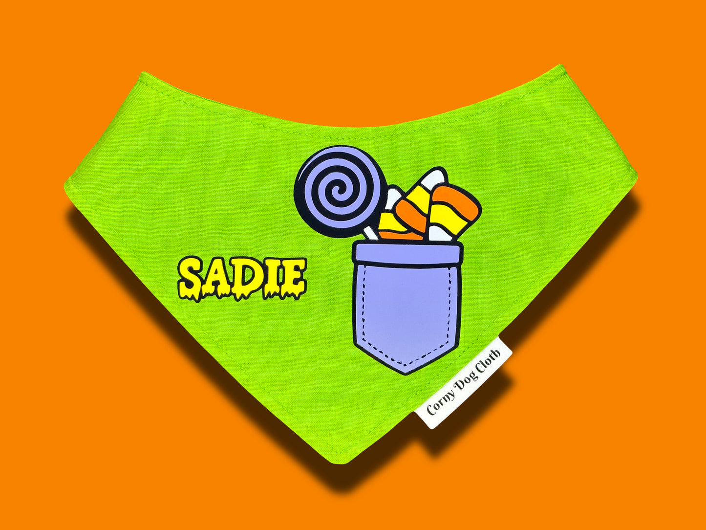 Pup Pocket Candy Personalized Green Bandana