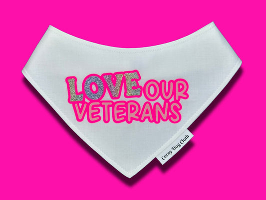 Love Our Veterans White Bandana