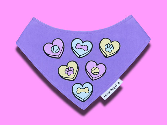 Conversation Puppy Hearts Lilac Bandana