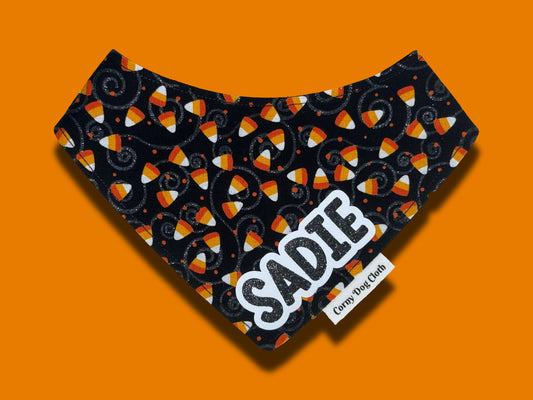 Glitzy Candy Corn Glitter Custom Bandana