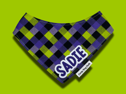 Checkered Pup Purple Custom Bandana