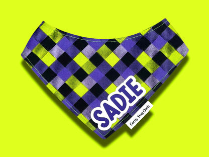 Checkered Pup Purple Custom Bandana
