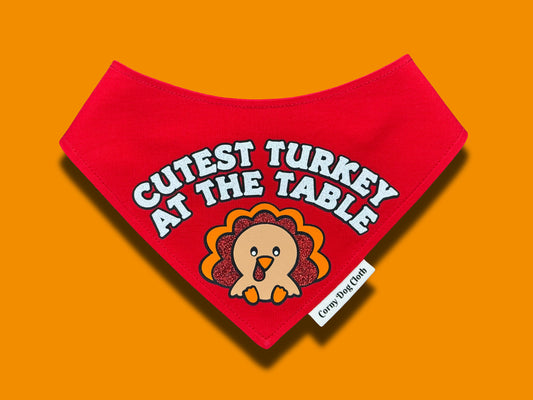 Cutest Turkey at The Table Red Glitter Bandana