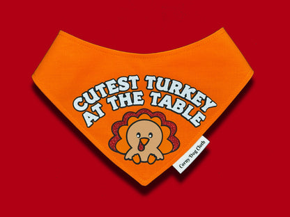 Cutest Turkey at The Table Orange Glitter Bandana