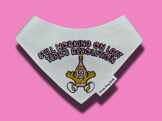 Last Year's Resolution White Glitter Bandana
