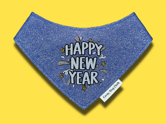 Happy New Year Navy Glitter Bandana