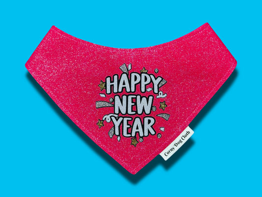 Happy New Year Raspberry Glitter Bandana