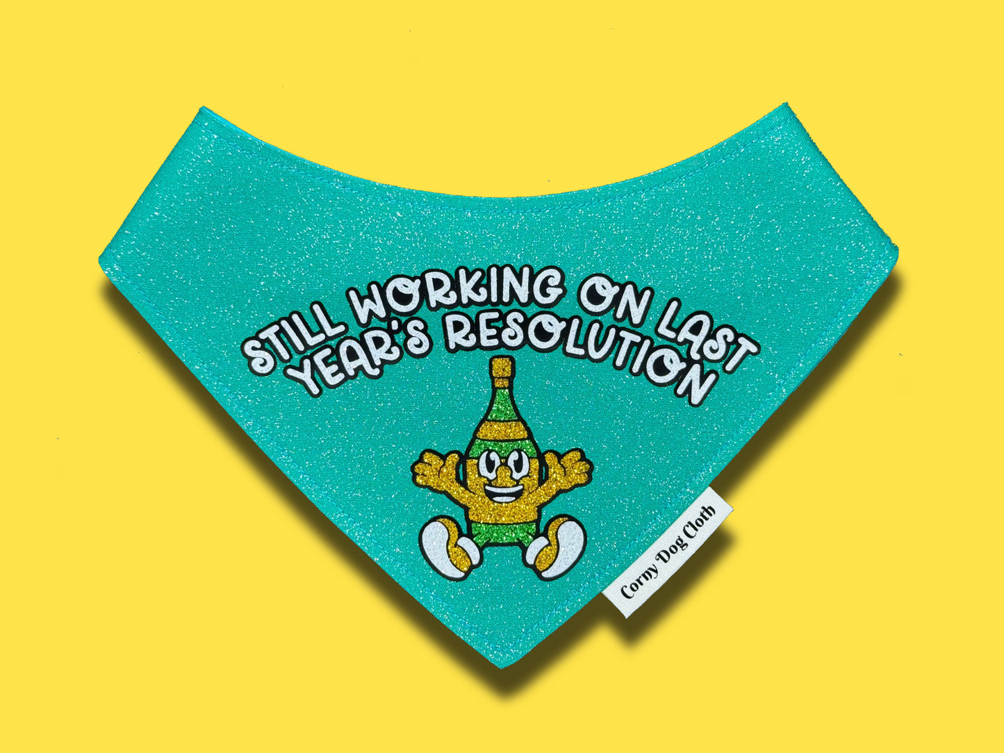 Last Year's Resolution Teal Glitter Bandana