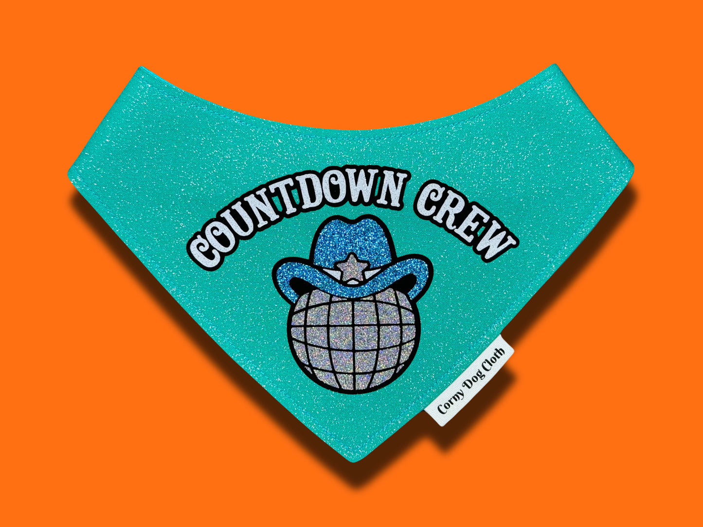 Countdown Crew Teal Glitter Bandana
