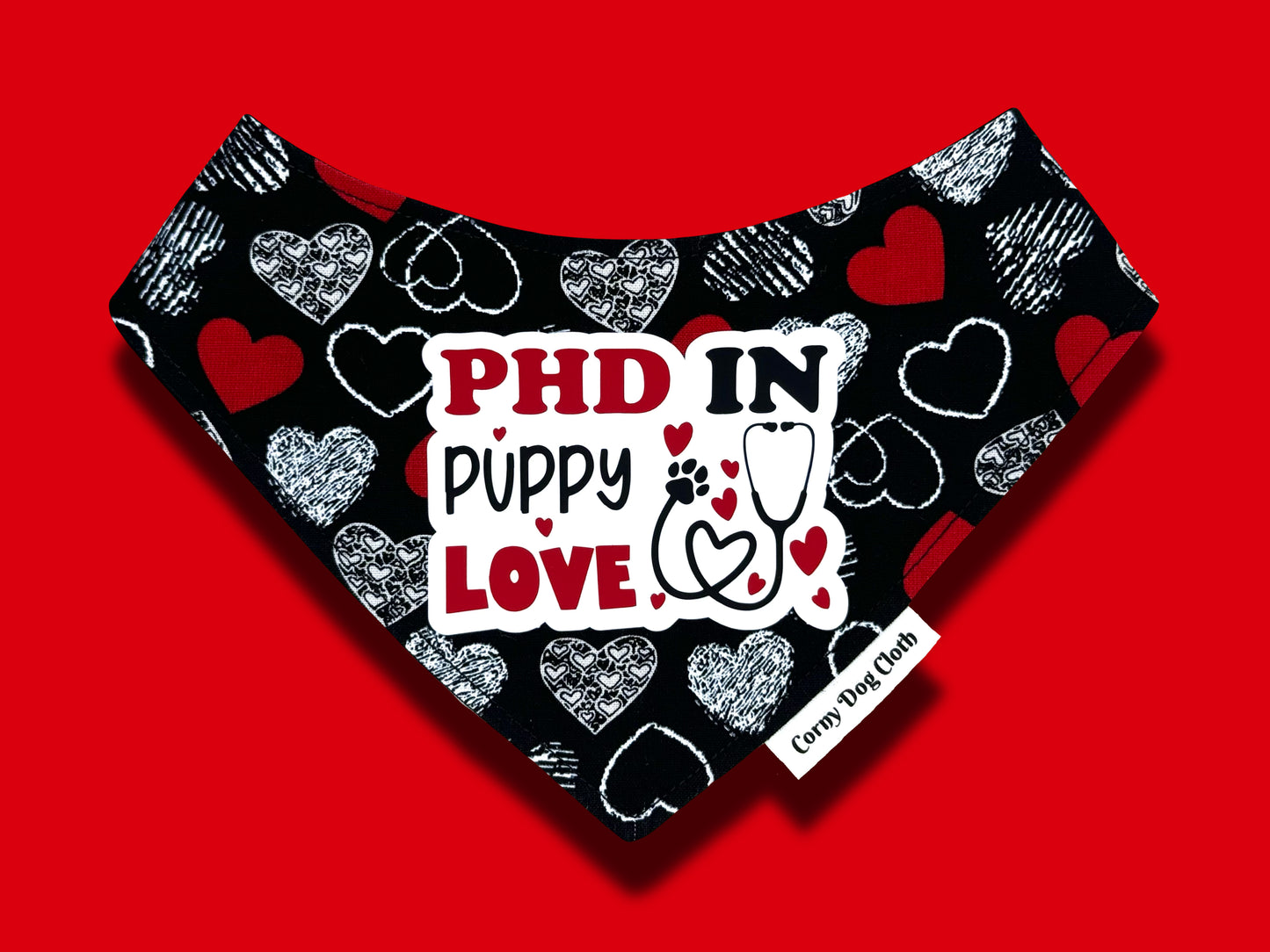 PHD in Puppy Love Black Bandana