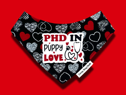 PHD in Puppy Love Black Bandana