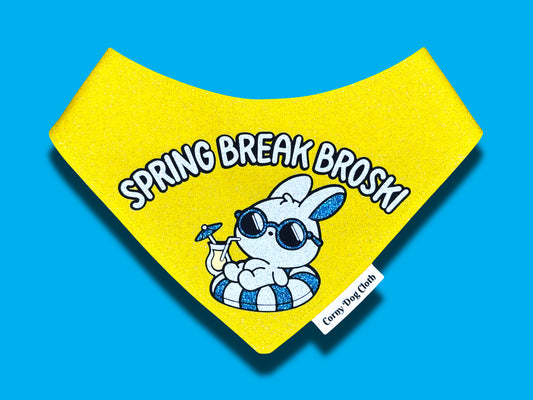 Spring Break Broski Yellow Glitter Bandana