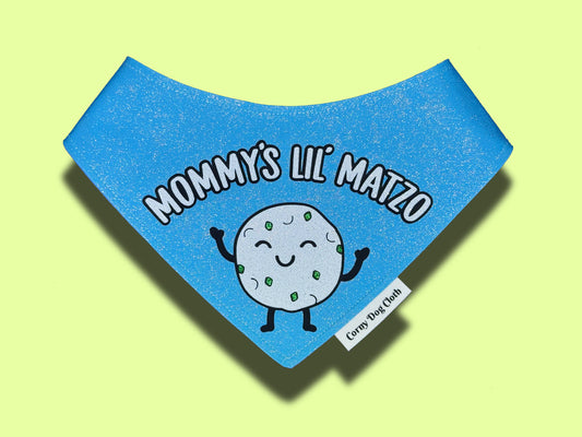 Mommy's Little Matzo Blue Glitter Bandana