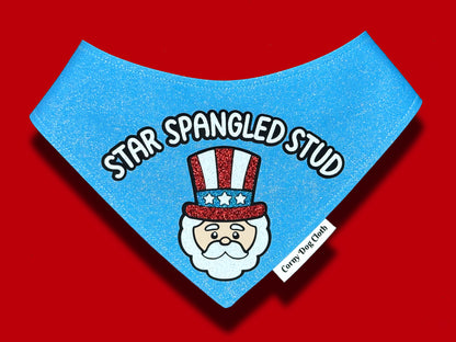 Star Spangled Stud Blue Glitter Bandana