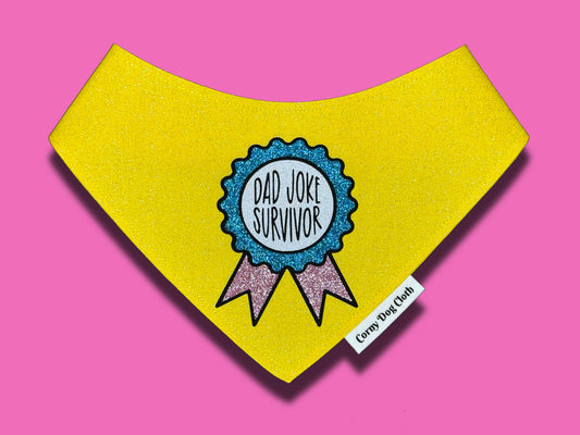 Dad Joke Survivor Yellow Glitter Bandana