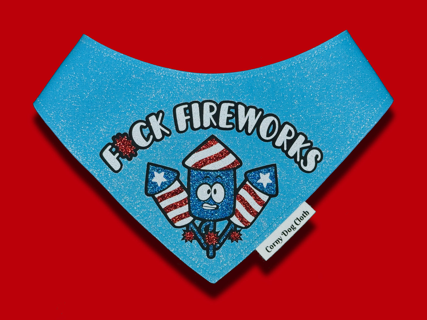 F#ck Fireworks Blue Glitter Bandana