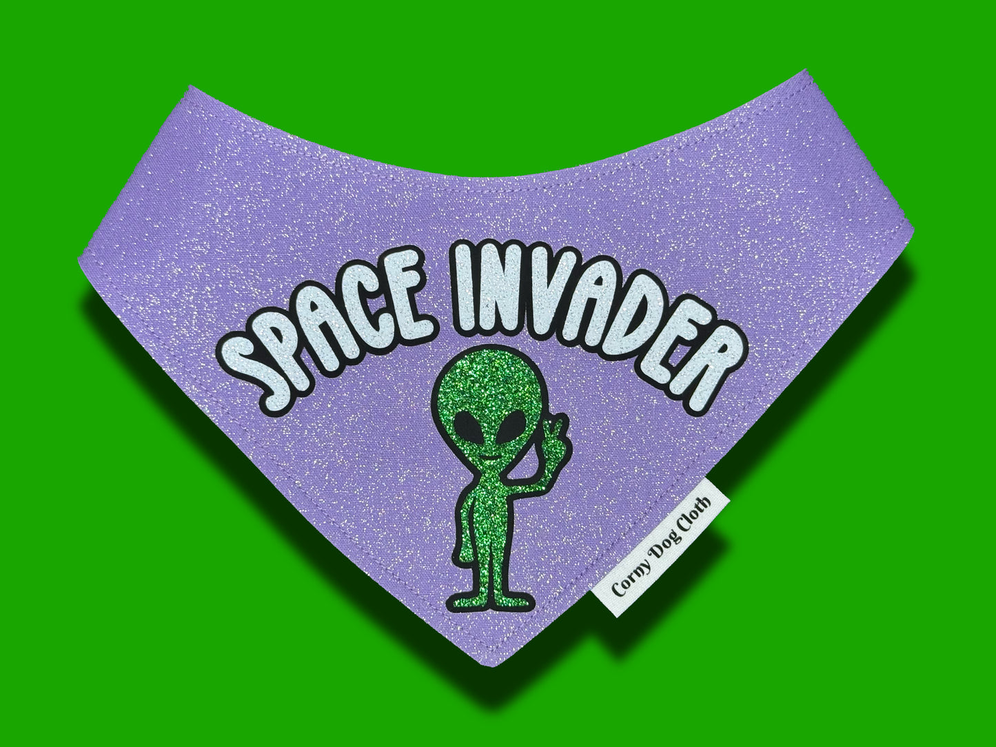 Space Invader Lilac Glitter Bandana