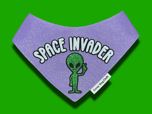 Space Invader Lilac Glitter Bandana
