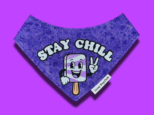 Stay Chill Purple Glitter Bandana