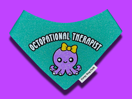 Octopational Therapist Teal Glitter Bandana