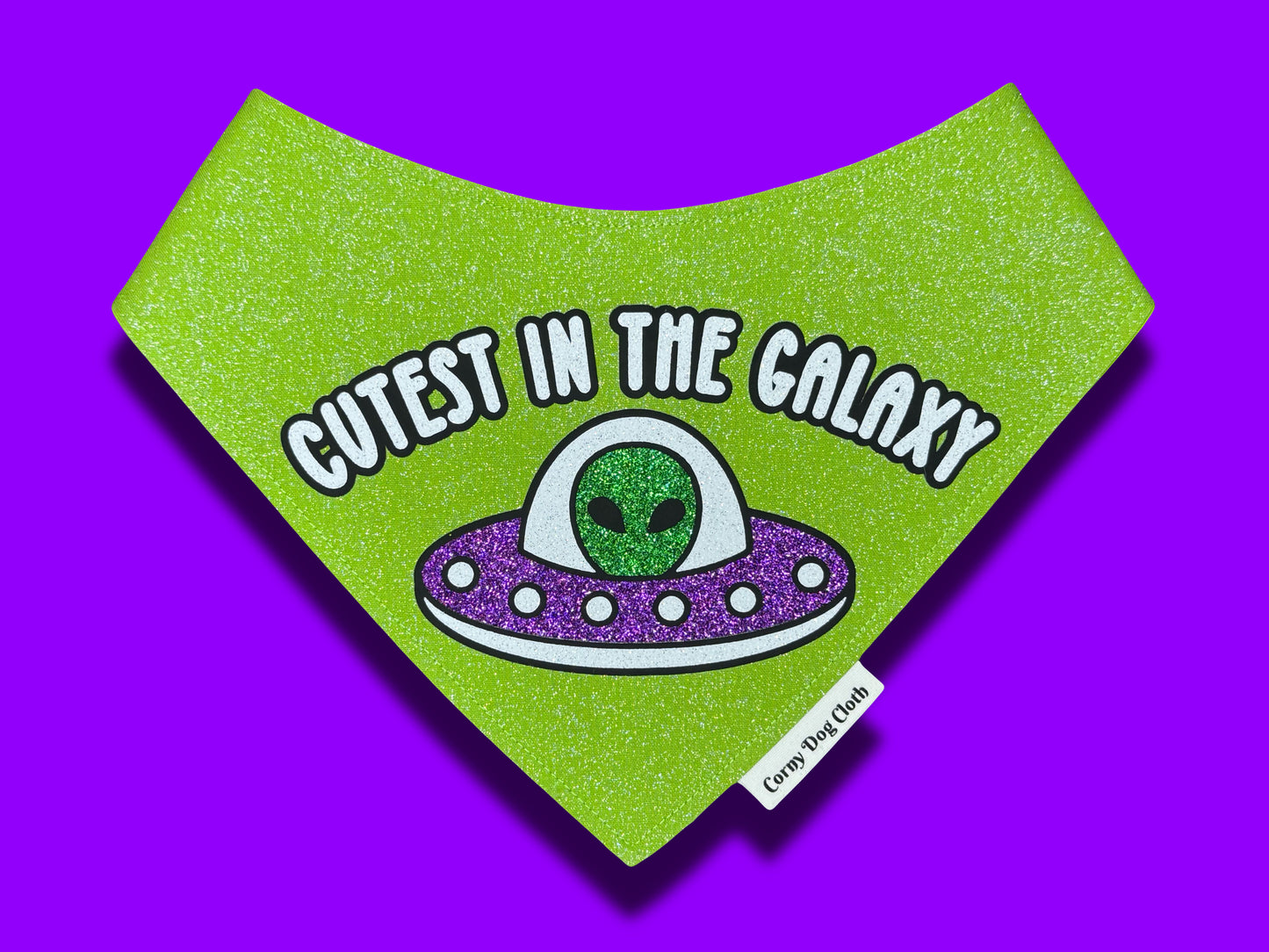 Cutest in the Galaxy Light Green Glitter Bandana