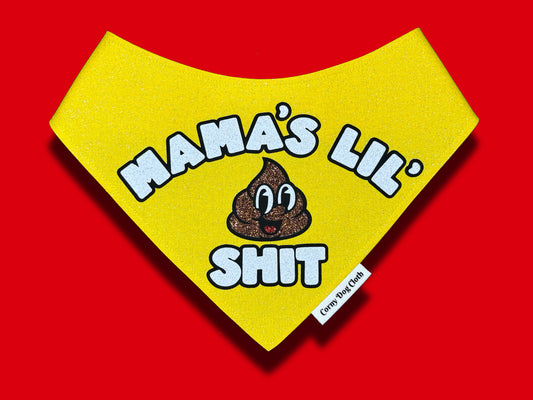 Mama's Lil Shit Yellow Glitter Bandana